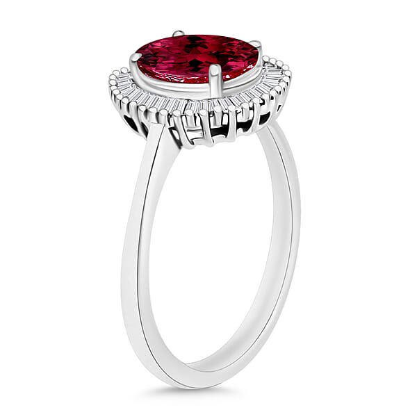 Rhapsody AAAA Ouro Fino Rubellite And E-F VS2 Diamond 1.60 Ctw Ring In 950 Platinum (Del. In 10-12 Days)
