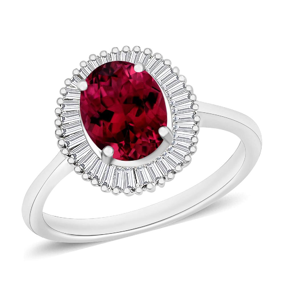 Rhapsody AAAA Ouro Fino Rubellite and E-F VS2 Diamond 1.60 ctw Ring in 950 Platinum (Del. in 10-12 Days)