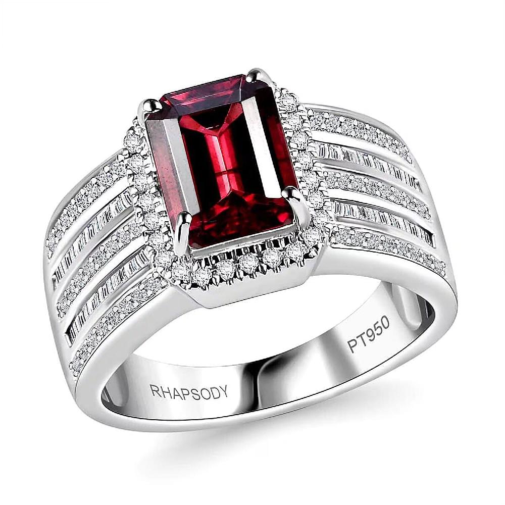Rhapsody AAAA Ouro Fino Rubellite and E-F VS2 Diamond 3.30 ctw Ring in 950 Platinum 10.70 Grams