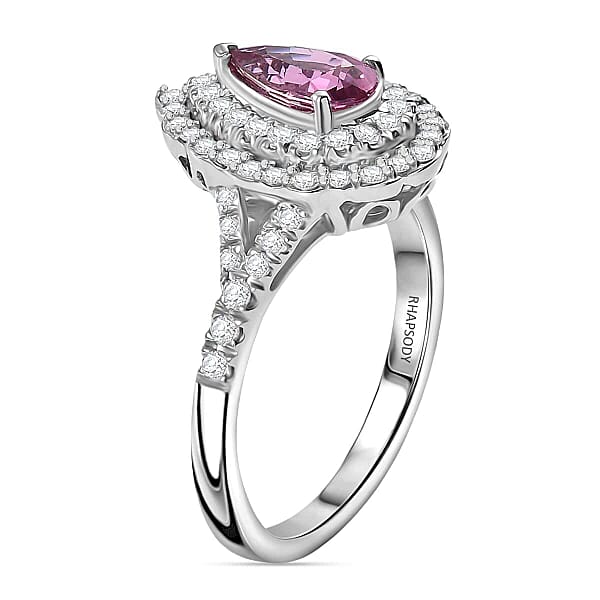 Rhapsody AAAA Padparadscha Sapphire And E-F VS2 Diamond 1.60 Ctw Ring In 950 Platinum 6.30 Grams