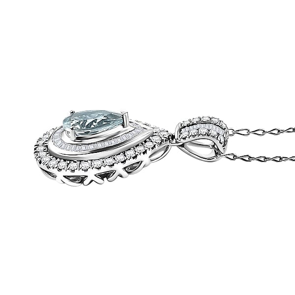 Rhapsody AAAA Paraiba Tourmaline And E-F VS Diamond 1.64 Ctw Pendant Necklace In 950 Platinum 5.01 Grams 18 Inches
