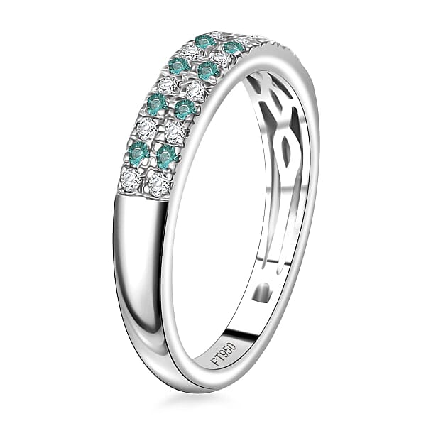 Rhapsody AAAA Paraiba Tourmaline And E-F VS2 Diamond 0.40 Ctw Blue Veil Ring In 950 Platinum 5.20 Grams