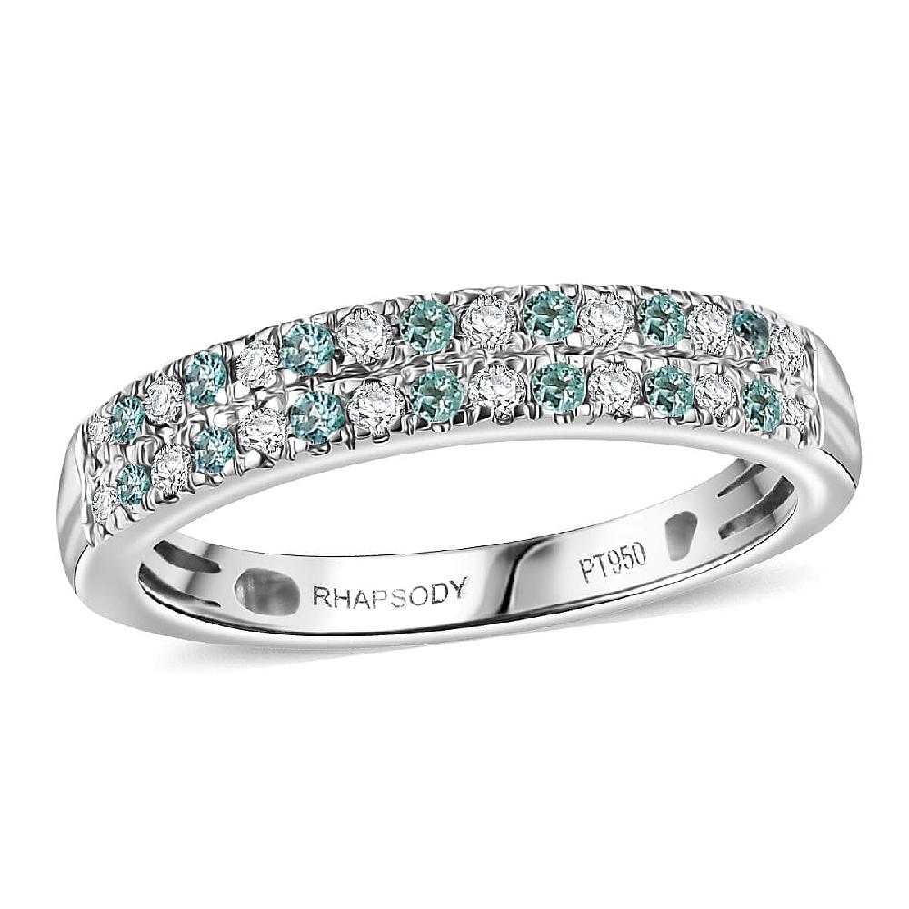 Rhapsody AAAA Paraiba Tourmaline and E-F VS2 Diamond 0.40 ctw Blue Veil Ring in 950 Platinum 5.20 Grams