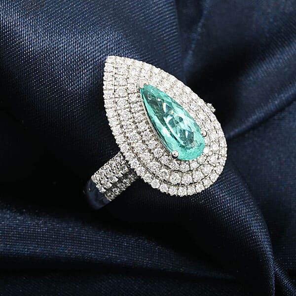 Rhapsody AAAA Paraiba Tourmaline Diamond (E-F VS) Ring In 950 Platinum 3.11 Ctw With Free Paraiba Book