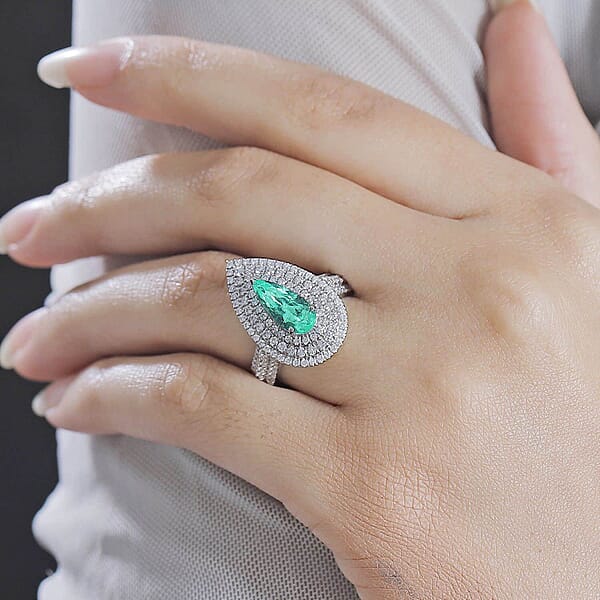 Rhapsody AAAA Paraiba Tourmaline Diamond (E-F VS) Ring In 950 Platinum 3.11 Ctw With Free Paraiba Book