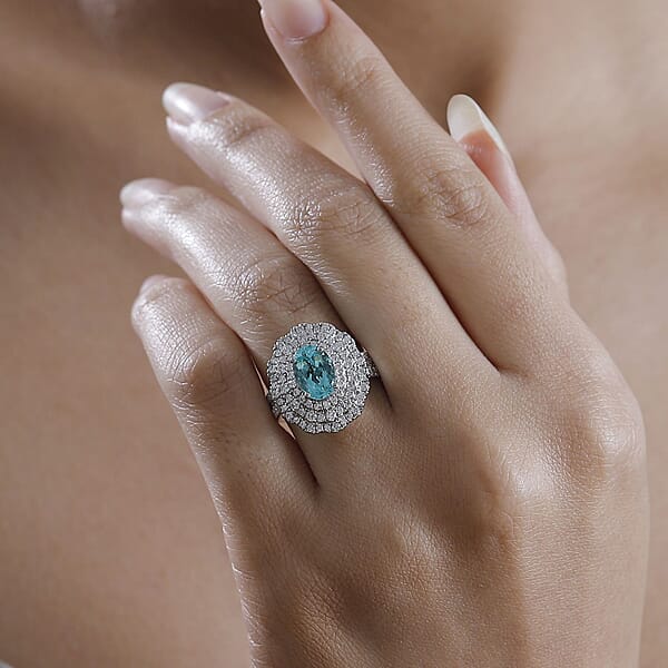 Rhapsody AAAA Paraiba Tourmaline Diamond (E-F VS) Ring In 950 Platinum 3.01 Ctw With Free Paraiba Book