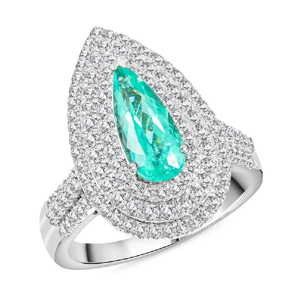 Rhapsody AAAA Paraiba Tourmaline Diamond (E-F VS) Ring in 950 Platinum 3.11 ctw With Free Paraiba Book