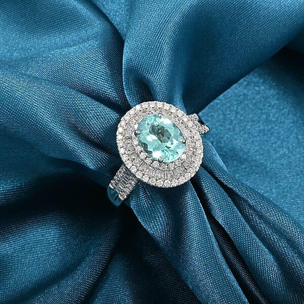 Rhapsody AAAA Paraiba Tourmaline Diamond Ring In 950 Platinum 3.18 Ctw