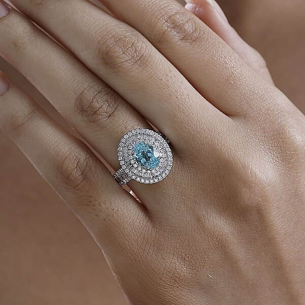 Rhapsody AAAA Paraiba Tourmaline Diamond Ring In 950 Platinum 3.18 Ctw