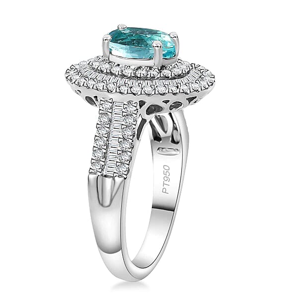 Rhapsody AAAA Paraiba Tourmaline Diamond Ring In 950 Platinum 3.18 Ctw