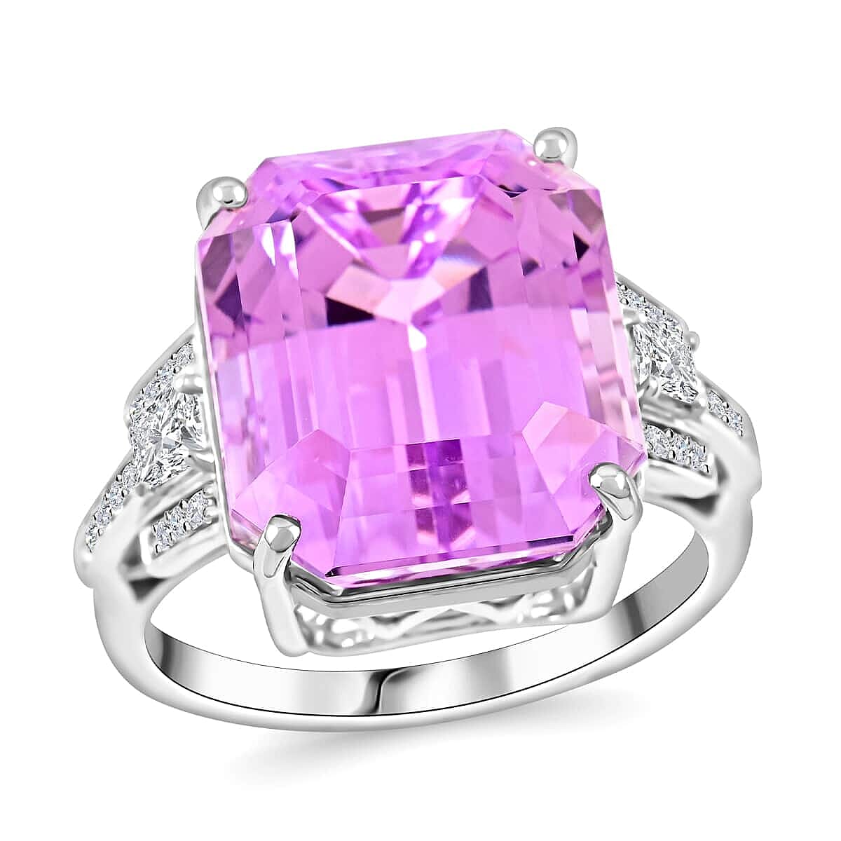 Rhapsody AAAA Patroke Kunzite Diamond Ring in 950 Platinum 20.30 ctw