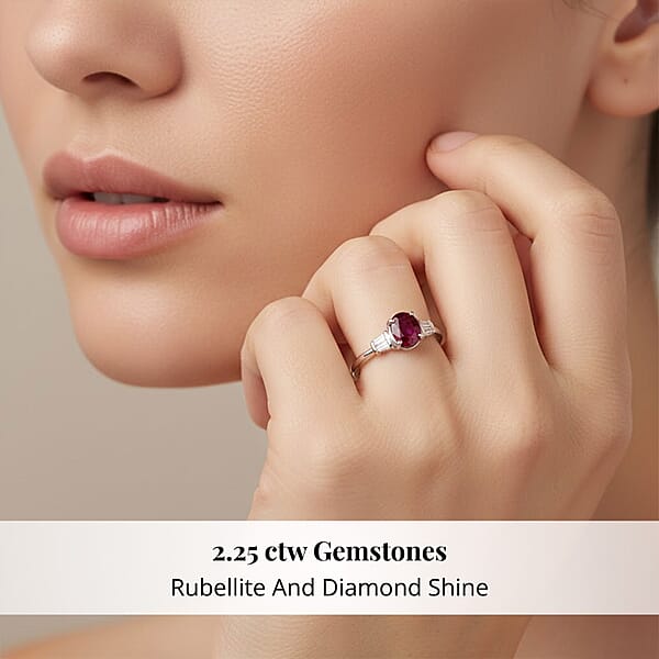 Rhapsody AAAA Rubellite And Diamond E-F VS 2.25 Ctw Ring In 950 Platinum 6.21 Grams
