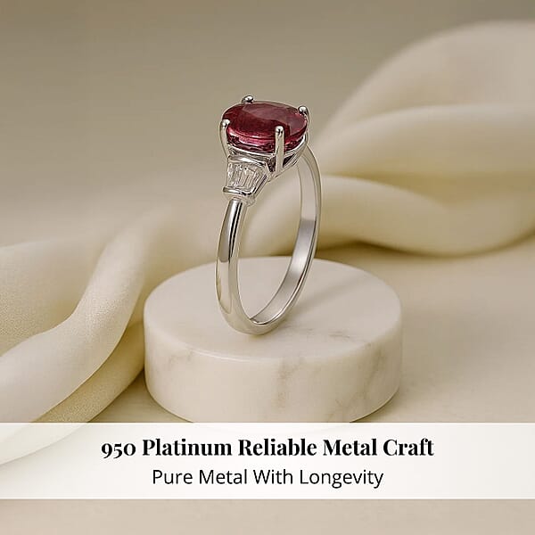 Rhapsody AAAA Rubellite And Diamond E-F VS 2.25 Ctw Ring In 950 Platinum 6.21 Grams