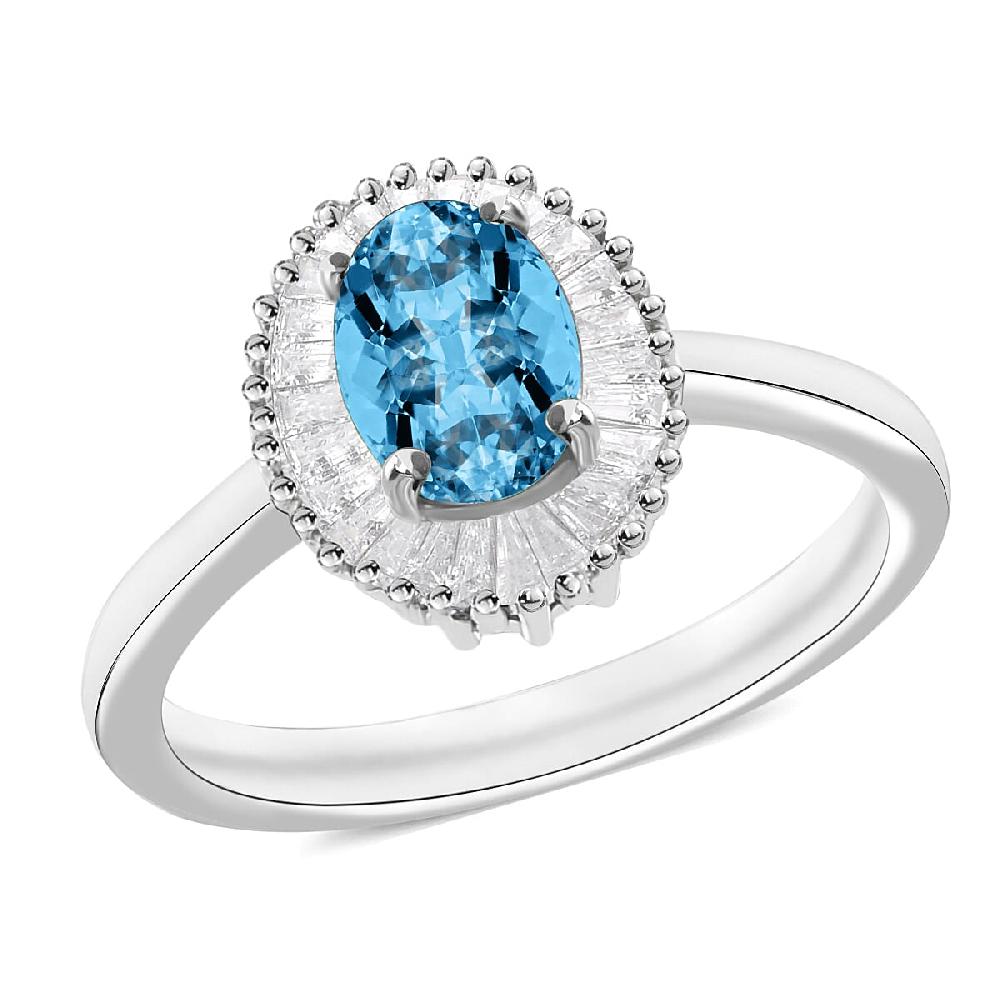 Rhapsody AAAA Santa Maria Aquamarine and E-F VS Diamond 1.00 ctw Ring in 950 Platinum 4.70 Grams (Del. in 10-12 Days)
