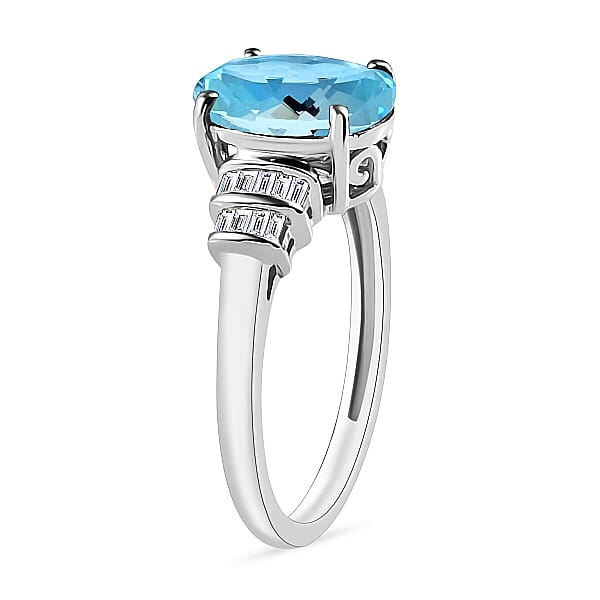 Rhapsody AAAA Santa Maria Aquamarine And E-F VS2 Diamond 2.70 Ctw Ring In 950 Platinum 5.25 Grams (Del. In 10-12 Days)