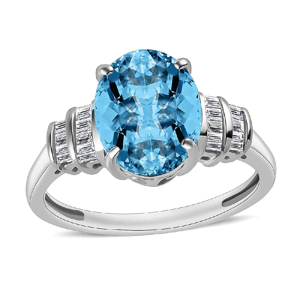 Rhapsody AAAA Santa Maria Aquamarine and E-F VS2 Diamond 2.70 ctw Ring in 950 Platinum 5.25 Grams (Del. in 10-12 Days)