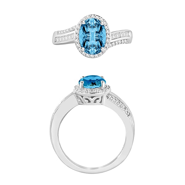Rhapsody AAAA Santa Maria Aquamarine And E-F VS2 Diamond 2.10 Ctw Ring In 950 Platinum 5.85 Grams (Del. In 10-12 Days)