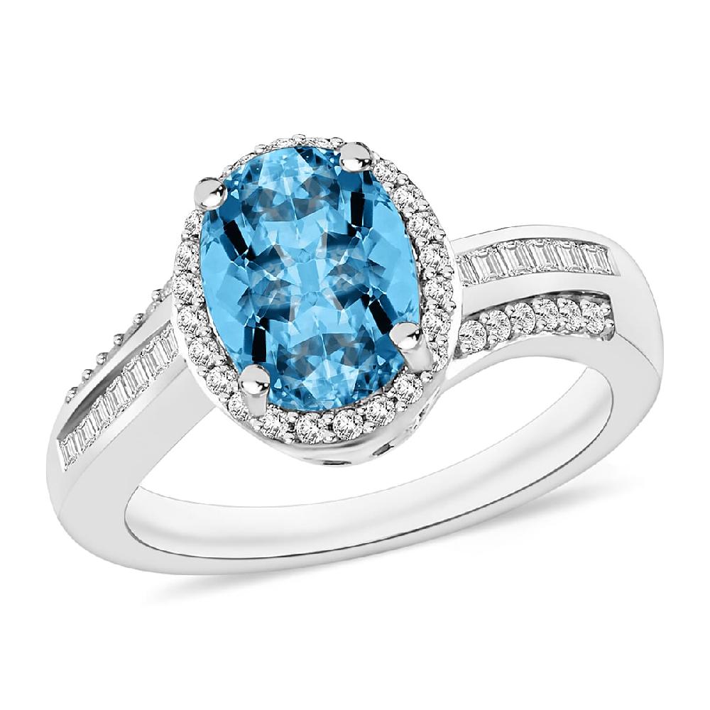 Rhapsody AAAA Santa Maria Aquamarine and E-F VS2 Diamond 2.10 ctw Ring in 950 Platinum 5.85 Grams (Del. in 10-12 Days)
