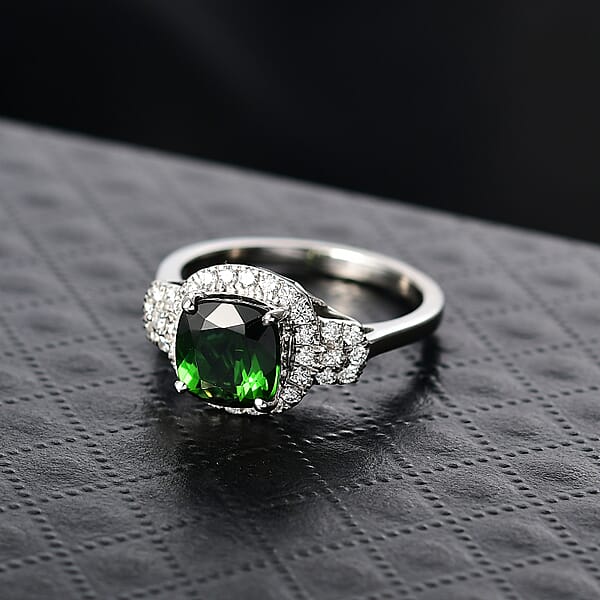 Rhapsody AAAA Santa Rosa Tourmaline And Diamond E-F VS 2.65 Ctw Ring In 950 Platinum 6.0 Grams
