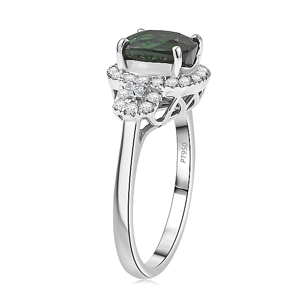Rhapsody AAAA Santa Rosa Tourmaline And Diamond E-F VS 2.65 Ctw Ring In 950 Platinum 6.0 Grams