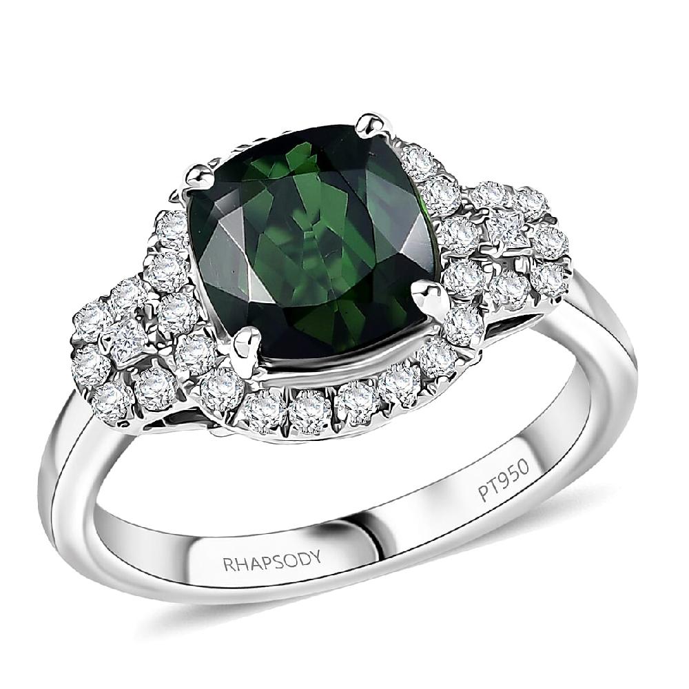Rhapsody AAAA Santa Rosa Tourmaline and Diamond E-F VS 2.65 ctw Ring in 950 Platinum 6.0 Grams
