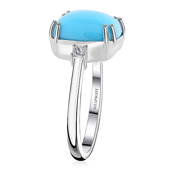 Rhapsody AAAA Sleeping Beauty Turquoise And E-F VS Diamond 4.85 Ctw Ring In 950 Platinum 5.25 Grams