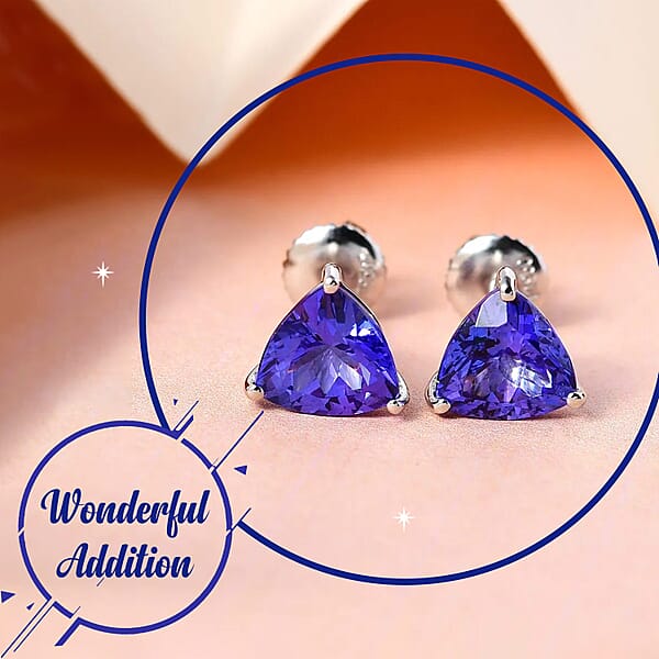 Rhapsody AAAA Tanzanite 3.10 Ctw Solitaire Stud Earrings In 950 Platinum