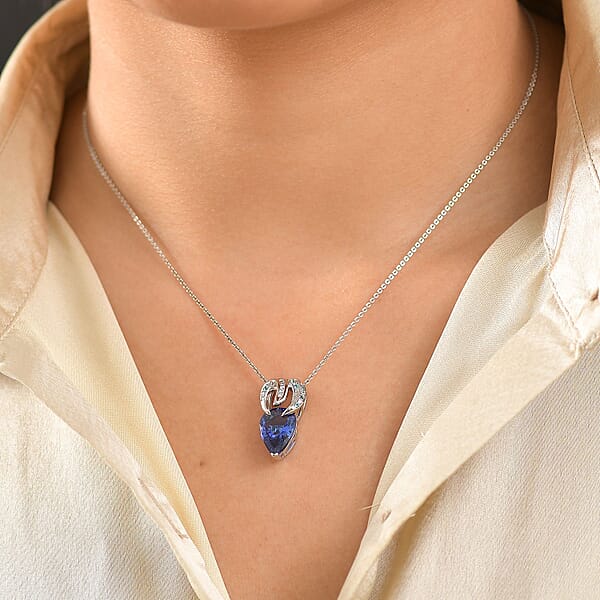 Rhapsody AAAA Tanzanite AAAA Paraiba Tourmaline And E-F VS2 Diamond 3.71 Ctw Dream Weaver Pendant Necklace In 950 Platinum 20 Inches 7 Grams