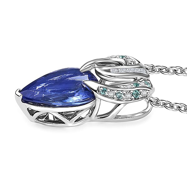 Rhapsody AAAA Tanzanite AAAA Paraiba Tourmaline And E-F VS2 Diamond 3.71 Ctw Dream Weaver Pendant Necklace In 950 Platinum 20 Inches 7 Grams