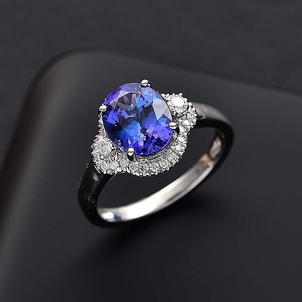 Rhapsody AAAA Tanzanite And Diamond E-F VS 3.00 Ctw Ring In 950 Platinum 5.98 Grams