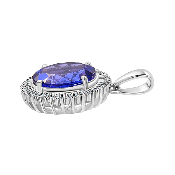 Rhapsody AAAA Tanzanite And Diamond E-F VS 4.60 Ctw Pendant Without Chain In 950 Platinum