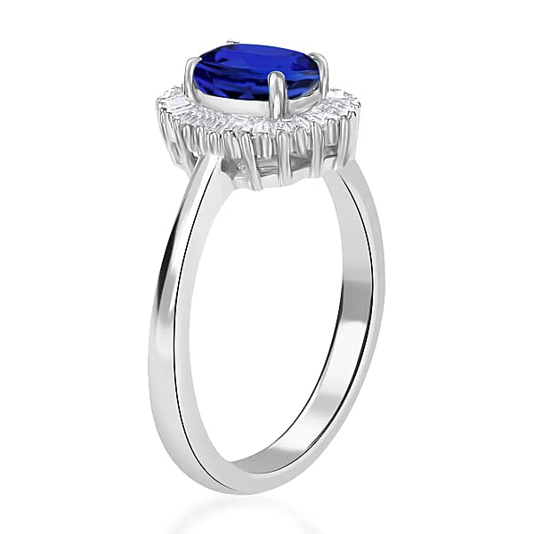 Rhapsody AAAA Tanzanite And E-F VS Diamond 1.00 Ctw Ring In 950 Platinum 4.70 Grams (Del. In 10-12 Days)