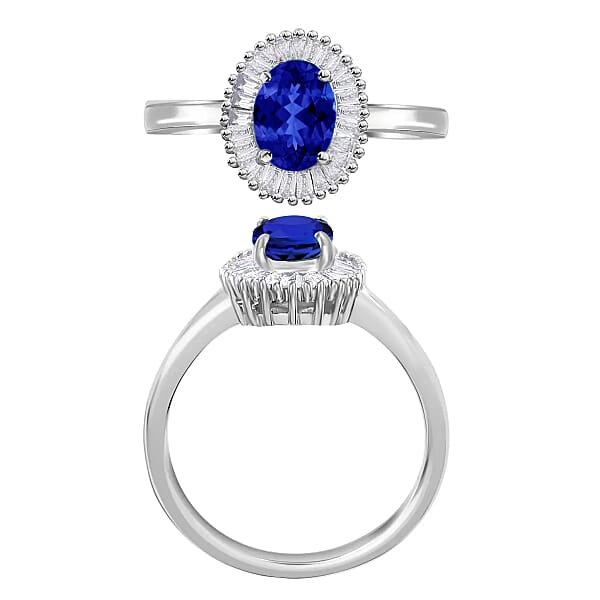 Rhapsody AAAA Tanzanite And E-F VS Diamond 1.00 Ctw Ring In 950 Platinum 4.70 Grams (Del. In 10-12 Days)