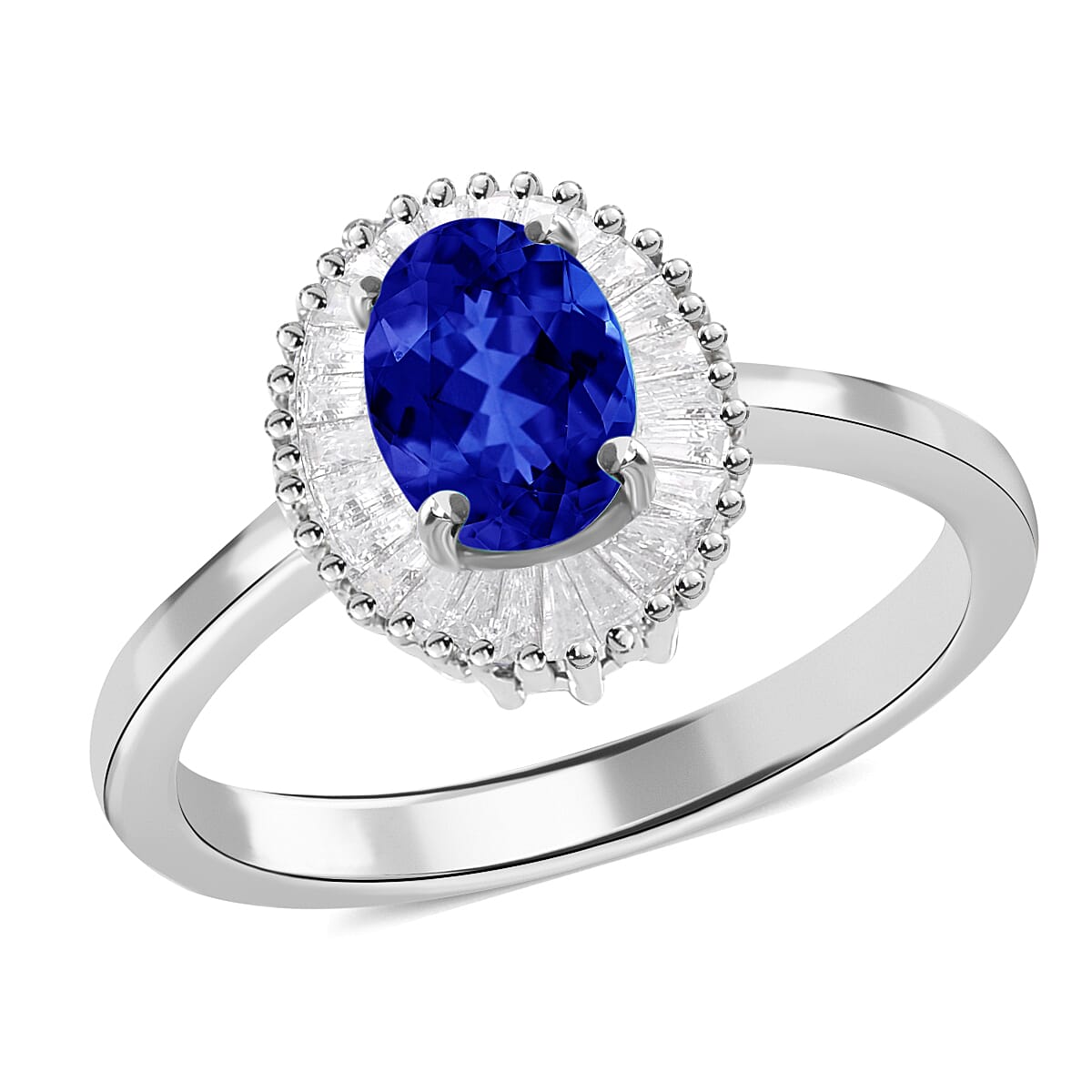 Rhapsody AAAA Tanzanite and E-F VS Diamond 1.00 ctw Ring in 950 Platinum 4.70 Grams (Del. in 10-12 Days)