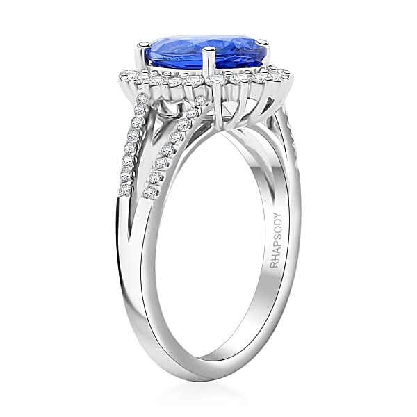 Rhapsody AAAA Tanzanite And E-F VS Diamond 2.70 Ctw Ring In 950 Platinum 6.75 Grams