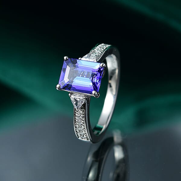Rhapsody AAAA Tanzanite And E-F VS Diamond 2.91 Ctw Ring In 950 Platinum 6.05 Grams