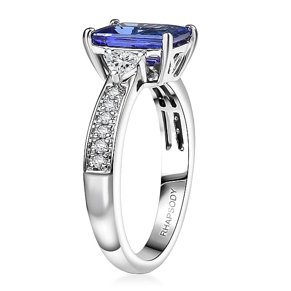 Rhapsody AAAA Tanzanite And E-F VS Diamond 2.91 Ctw Ring In 950 Platinum 6.05 Grams