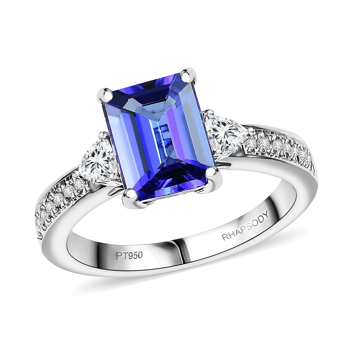 Rhapsody AAAA Tanzanite and E-F VS Diamond 2.91 ctw Ring in 950 Platinum 6.05 Grams