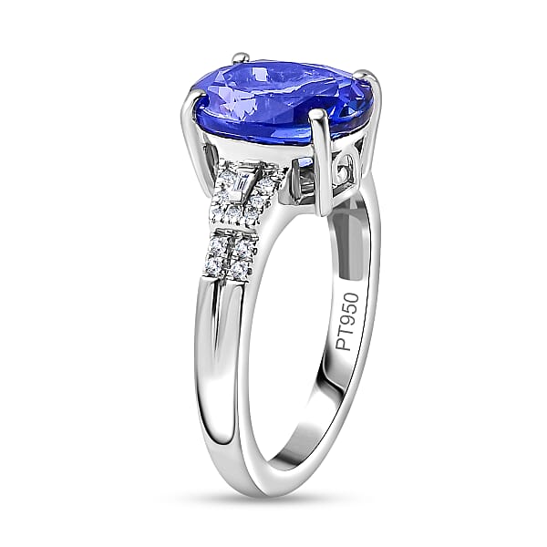 Rhapsody AAAA Tanzanite And E-F VS Diamond 4.15 Ctw Statement Ring In 950 Platinum 6.20 Grams