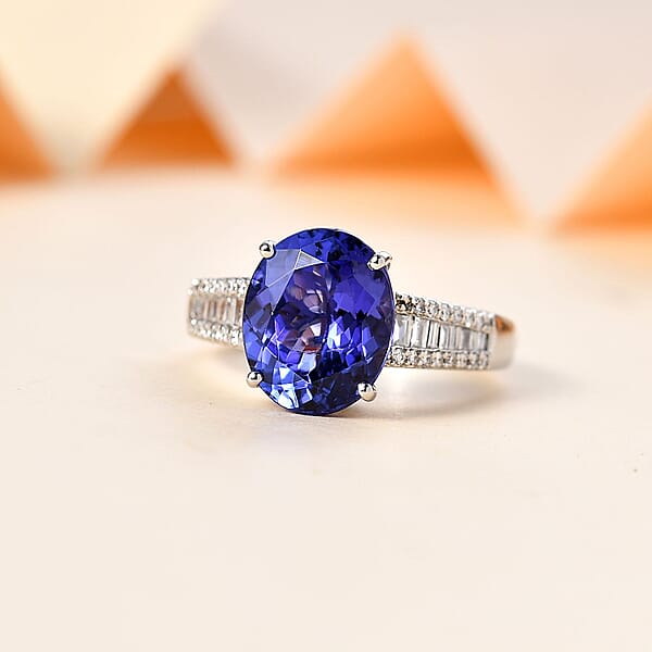 Rhapsody AAAA Tanzanite And E-F VS Diamond 4.25 Ctw Ring In 950 Platinum 6.50 Grams