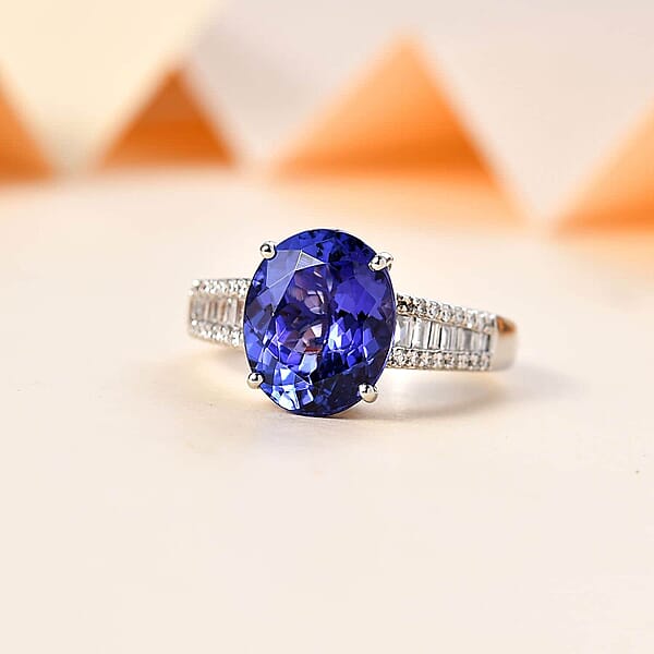 Rhapsody AAAA Tanzanite And E-F VS Diamond 4.25 Ctw Ring In 950 Platinum 6.50 Grams