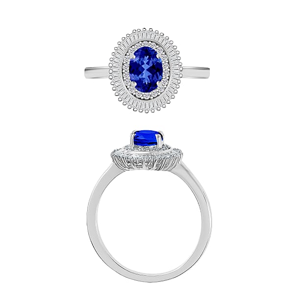 Rhapsody AAAA Tanzanite And E-F VS2 Diamond 1.05 Ctw Ring In 950 Platinum (Del. In 10-12 Days)
