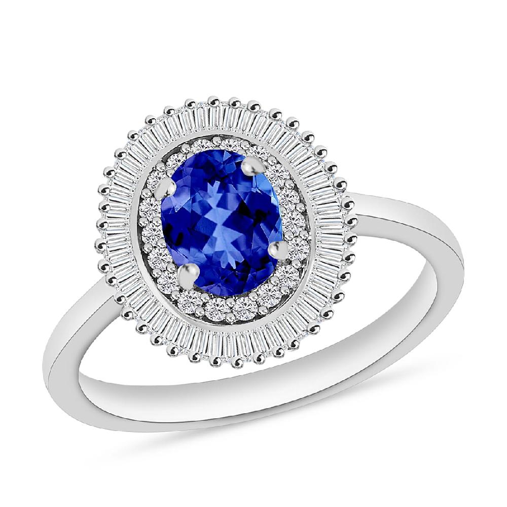 Rhapsody AAAA Tanzanite and E-F VS2 Diamond 1.05 ctw Ring in 950 Platinum (Del. in 10-12 Days)