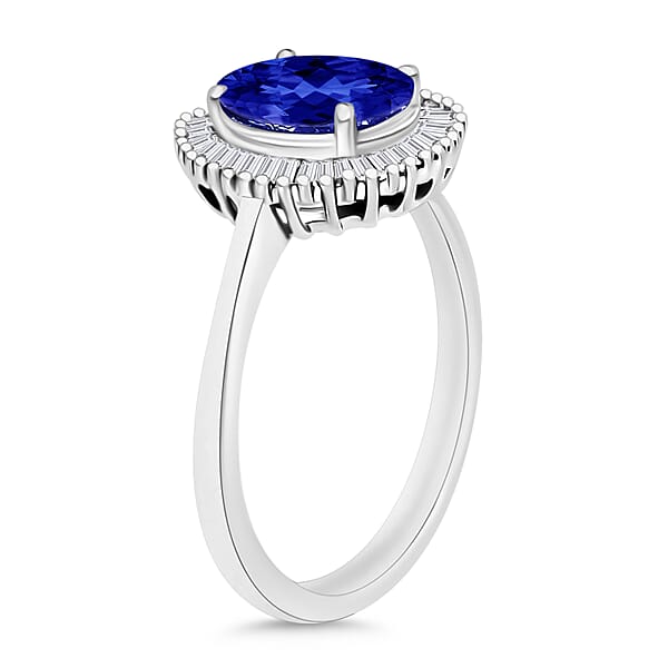 Rhapsody AAAA Tanzanite And E-F VS2 Diamond 1.70 Ctw Ring In 950 Platinum (Del. In 10-12 Days)
