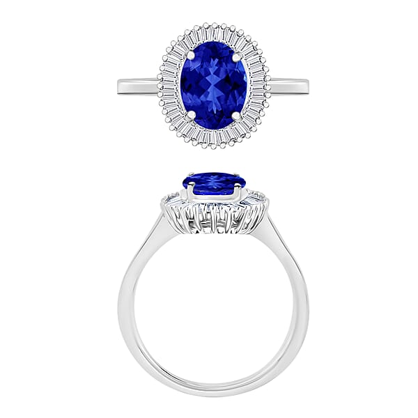 Rhapsody AAAA Tanzanite And E-F VS2 Diamond 1.70 Ctw Ring In 950 Platinum (Del. In 10-12 Days)
