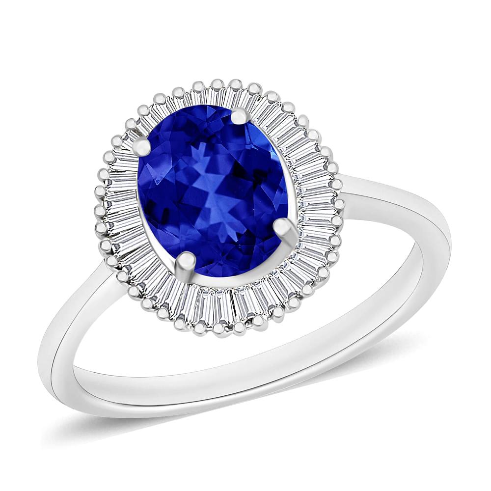 Rhapsody AAAA Tanzanite and E-F VS2 Diamond 1.70 ctw Ring in 950 Platinum (Del. in 10-12 Days)