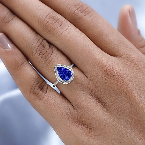 Rhapsody AAAA Tanzanite And E-F VS2 Diamond 2.20 Ctw Ring In 950 Platinum (Del. In 10-12 Days)