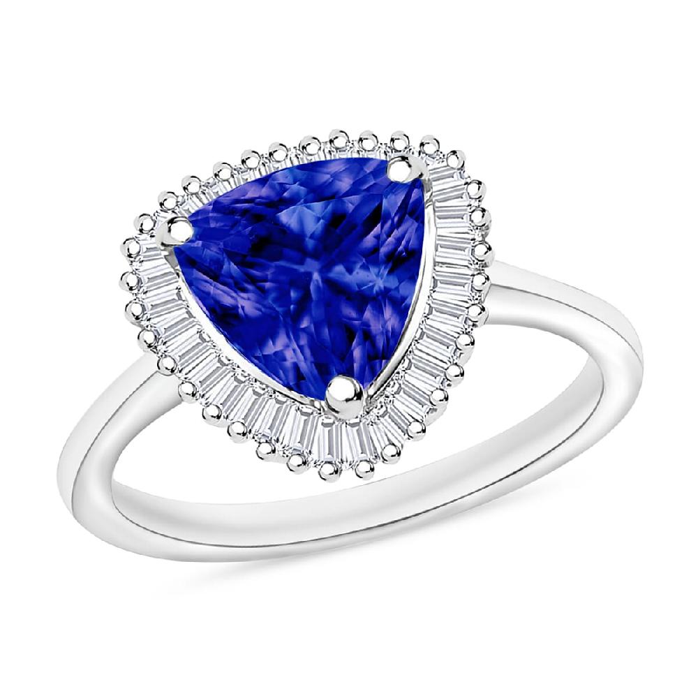 Rhapsody AAAA Tanzanite and E-F VS2 Diamond 2.50 ctw Trillion Shape Ballerina Ring in 950 Platinum (Size 10.0) 4.50 Grams (Del. in 10-12 Days)