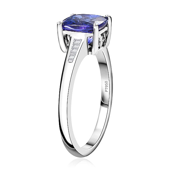 Rhapsody AAAA Tanzanite And E-F VS2 Diamond 2.85 Ctw Ring In 950 Platinum 5.50 Grams
