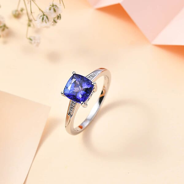 Rhapsody AAAA Tanzanite And E-F VS2 Diamond 2.85 Ctw Ring In 950 Platinum 5.50 Grams